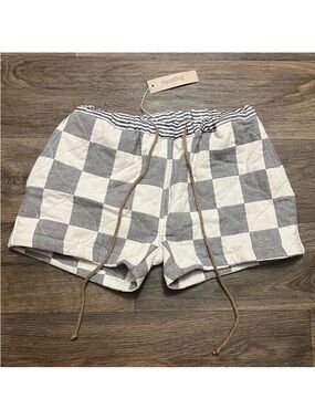 NEW The Salting Quilted Check Classic Trouser Shorts Fog Salt Size 0 NWT